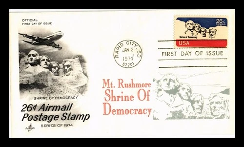 DR JIM STAMPS US COVER AIR MAIL 26C MOUNT RUSHMORE FDC SCOTT C88 ARTCRAFT