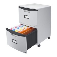 Plastic Two-Drawer File Cabinet Locking Document Organizer with Casters for...