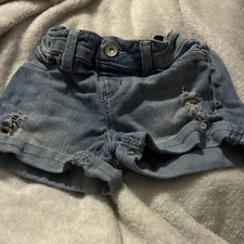 Member's Mark Girls Denim Shorts Blue Size 6/6X Distressed Pockets Button