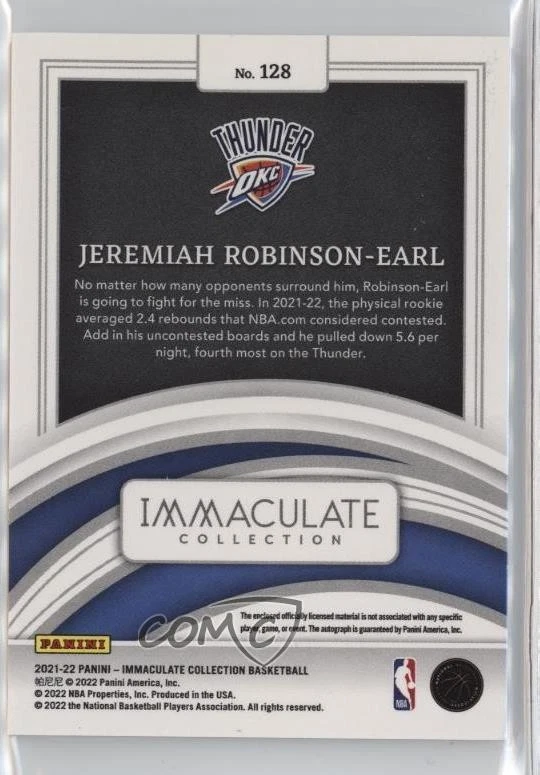2021 Panini Immaculate /50 Jeremiah Robinson-Earl #128 RPA Rookie Patch Auto RC - Image 2 of 2