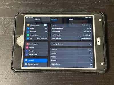 iPad Mini 4 64gb WiFi Cellular Unlocked Read