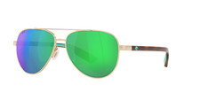 Costa Del Mar Peli Brushed Gold/Green Mirror 580P Polarized 57 mm Sunglasses