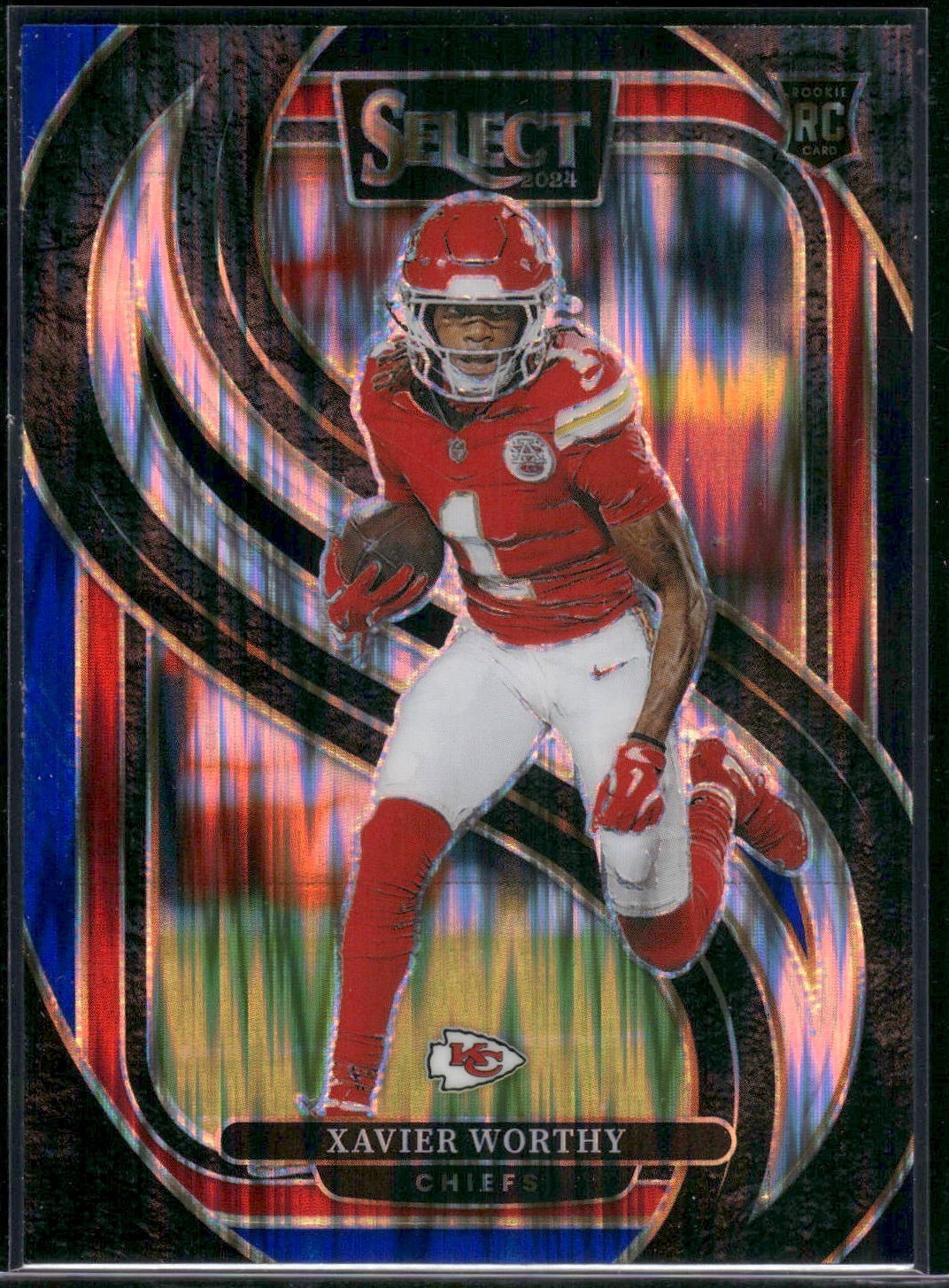 2024 Panini Select #119 Xavier Worthy Black & Blue Prizm Shock