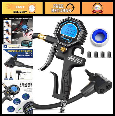 #ad Digital Bike Tire Pressure Gauge amp; Inflator Presta Schrader Valve 3 200 PSI $58.99