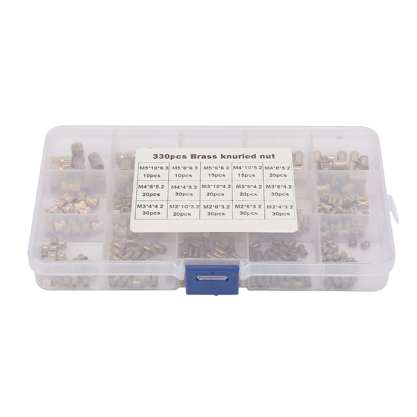 330pcs M2 M3 M4 M5 Brass Insert Nut Isolation Column Knurl Insert Nut Kit✈