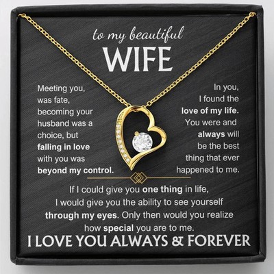 To My Beautiful Wife, Meeting You Was Fate, I Love You Always & Forever Necklace