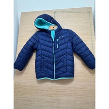 Eddie Bauer Kids Puffer Jacket Navy Blue Teal Hooded Zip Front Insulated