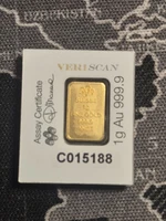 PAMP Suisse 1g Gold Bar Fortuna 999.9 Fine Gold Bar In Assay Card Veriscan