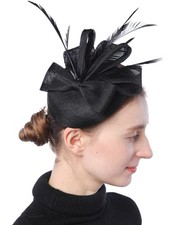 Coolwife Womens Fascinator Hat Sinamay Pillbox Flower Feather Tea Party Derby...