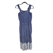 Style House XL Blue White Maxi Sundress Boho Summer Festival Vacation Coastal