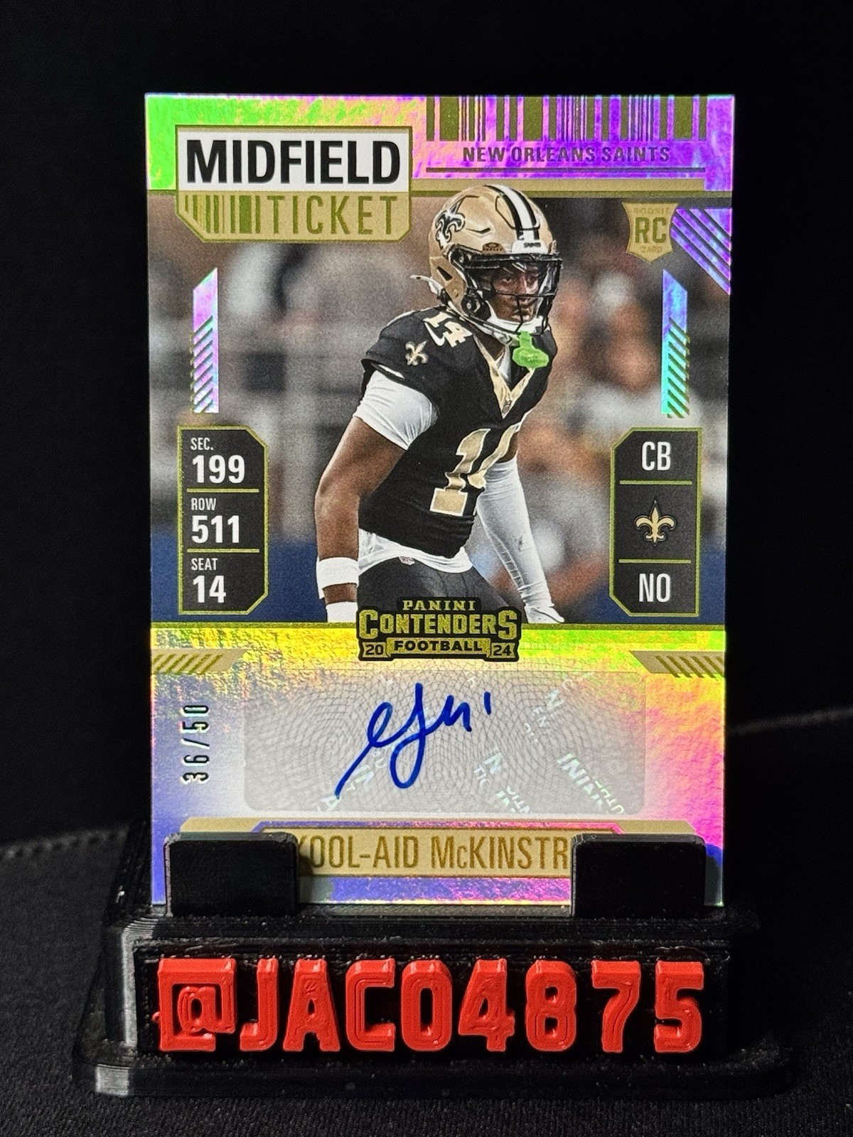 Kool-Aid Mckinstry SSP Rookie Auto /50 - 2024 Contenders Midfield #144 Saints