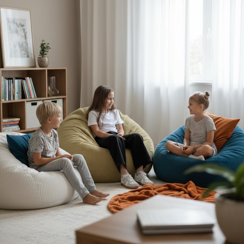 Stuffed Animal Storage Bean Bag Chair Cover (No Filler), Large Toy Storage Or...