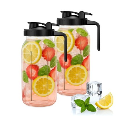 64oz Mason Jar Pitcher - Airtight & Leakproof Glass Pitchers with Handle and ...