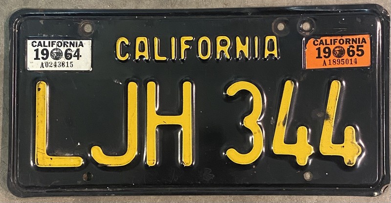 1963 1964 1965 Single California License Plate - Original Condition