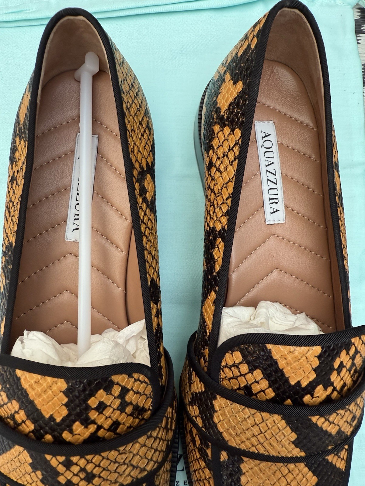 Aquazzura Martin Printed Snake Calf/Gros Grain leather loafers Size 6.5 RRP £560 image 6