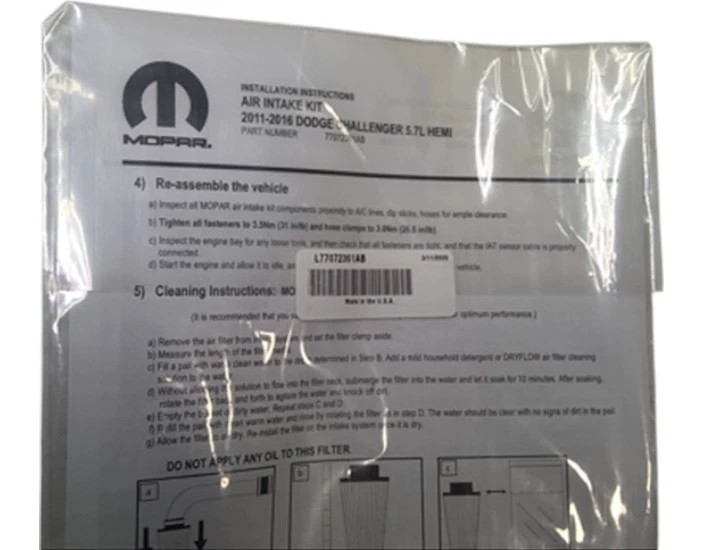 Kit de aire frío Mopar Challenger 2014-2018 77072361ab nuevo OEM Foto 4 de 4