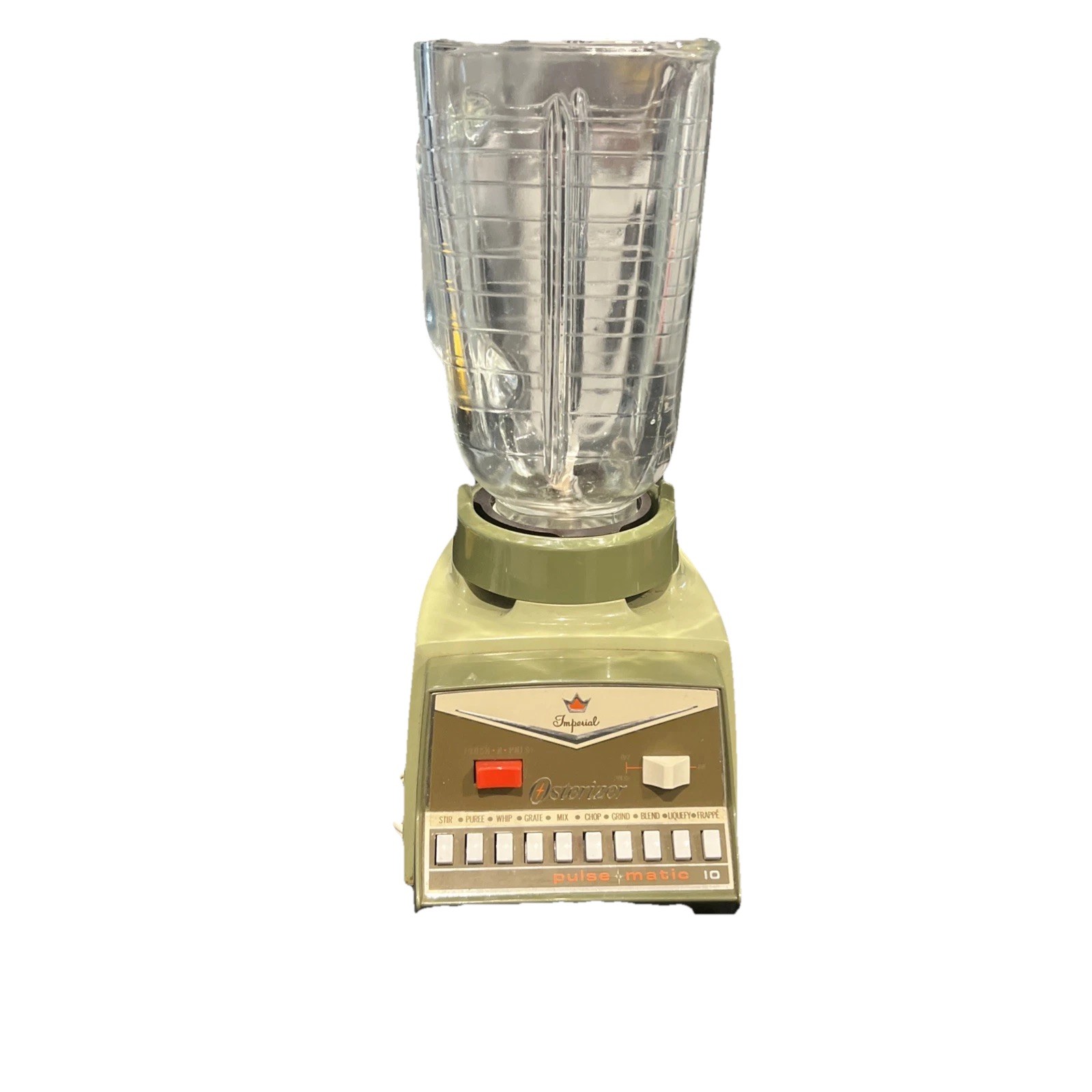 Vintage Osterizer Cycle Blend Pulse-Matic 10 Blender Olive G