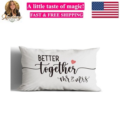 Better Together Mr and Mrs 12x20 Pillow Cover,Bride and Groom Husband and Wif...