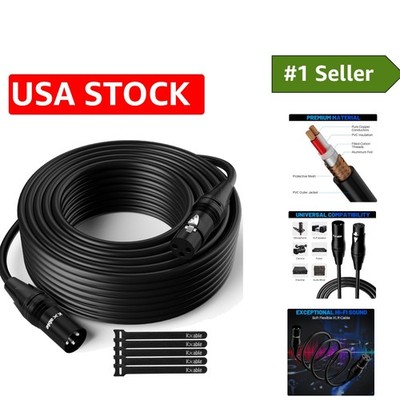 Durable 100ft XLR Microphone Cable - High-Speed, EMI Resistant for Audio Gear
