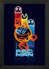 PAC-MAN Neon Framed Wall Art Poster Canvas Print Picture