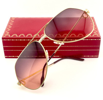vintage CARTIER VENDOME Santos sunglasses 22K gold LARGE 62*14 new lenses box