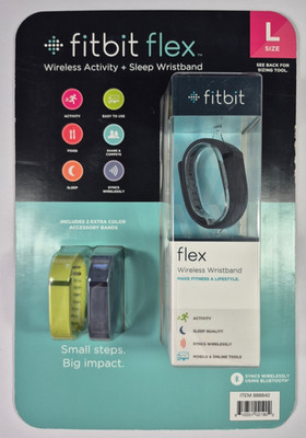Fitbit Flex Wireless Bluetooth Activity Sleep Tracker Wristband Size L Black NEW