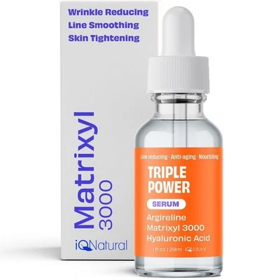 IQ Natural Argireline & Matrixyl 3000 Serum - Anti-Aging Peptide for Face, Hydra