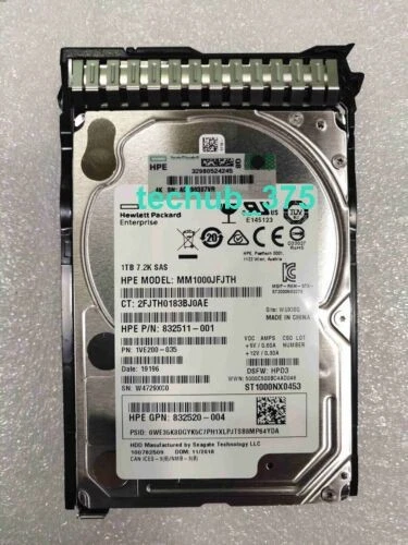 HPE 832984-001 1TB 832514-B21 7.2K 2.5" SAS 12Gbps SFF SC G9 G8 Server HDD - Image 3 of 3