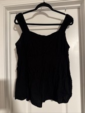 Torrid Plus Size 1X Challis Corset Top Deep Black Smocked Back