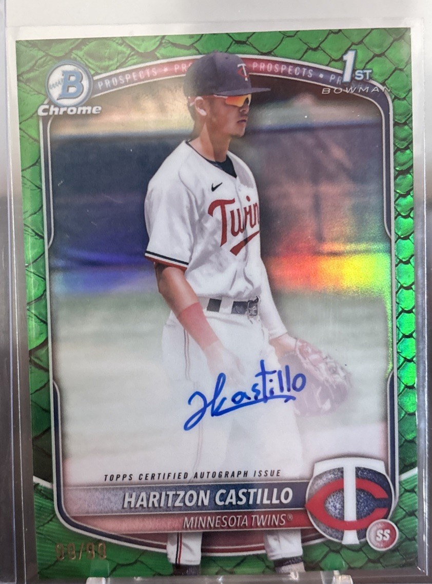2025 Bowman Chrome Haritzon Castillo Auto Reptilian Green /99 #CPA-HC 1st Twins