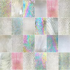 24 Sheets Clear Textured Stained Glass Sheets Variety Pack 4 X 6 inch Iridescent
