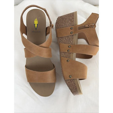 NWB Volatile "Sunkissed" Tan Cork Midsole Wedge Sandal 0847 Size 9