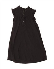 J. CREW Womens Ruffle Sleeveless A-Line Dress UK 10 Small Black Cotton DJ04