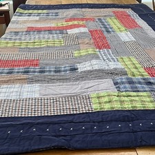Pottery Barn Kids Navy Patchwork Reversible 70.5" x 88.5" Quilt