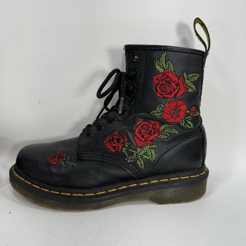 Botas de cuero negras con cordones Dr. Martens 1460 Vonda rosas para mujer talla 6 - Imagen 6 de 14