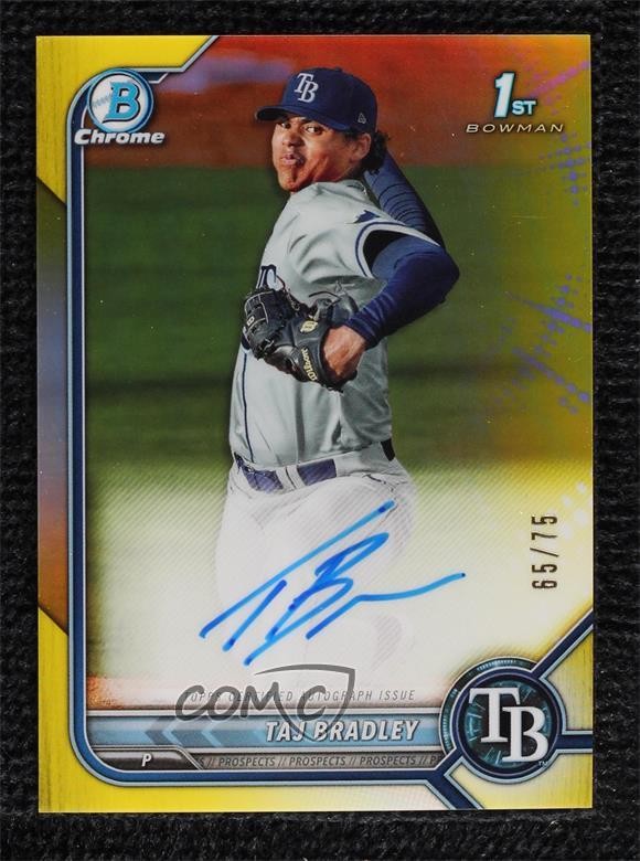 2022 Bowman Chrome Prospect Yellow Refractor 65/75 Taj Bradley #CPA-TB Auto 06bg