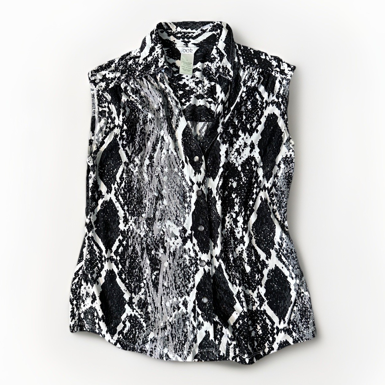 Cache Snake Print Sleeveless Collared Top Pearl S… - image 2