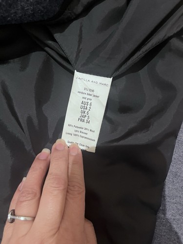Camilla & Marc - The Wool-Blend Bomber Jacket Grey Size 6 Oversized - Picture 6 of 7