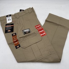 Dickies Cargo Work Pants 34 X 32 Regular Flex Straight Leg Khaki Uniform