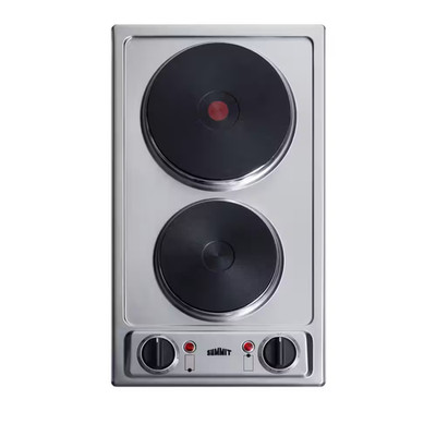 12 In. Solid Disk Electric Cooktop in Stainless Steel with 2 Elements