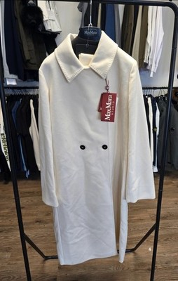 Max Mara Studio white double-breasted wool coat (size 14) rrp £1999.99