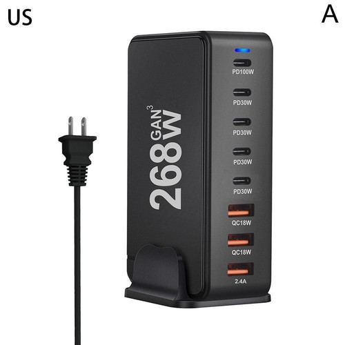 Chargeur GaN de Bureau 268W 8 Ports USB Type C PD Chargeur Charge Rapide/ - Photo 15 sur 22