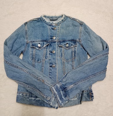 Acne Studios Indigo Denim Jacket Top fray Distressed Size 34 | eBay