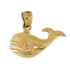 New 14k Yellow Gold Whale Charm Pendant
