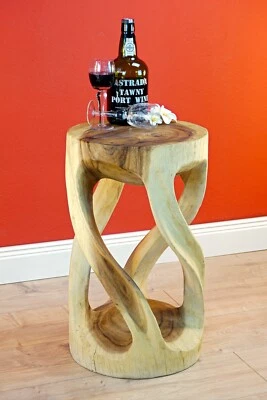 Kinaree NONG PRUE Table D’Appoint En Acacia Massif Rond, Beige Marron - Photo 1/3