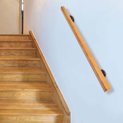 Wood Handrails Indoor Stairs Safety Non-Slip Banister Stair Railing 4ft Grab Bar