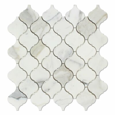 Calacatta Gold Marble Mosaic Tile Honed Lantern Arabesque Marble Mosaic