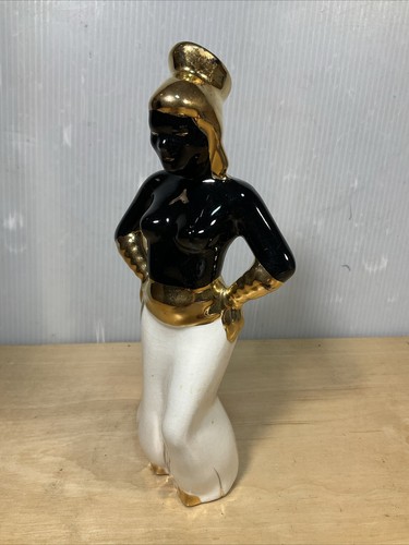 MCM Genie Blackamoor Woman Gold Gilding Nubian Figure Statue 8” - 第 1/15 張圖片