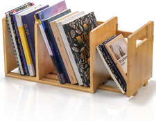 Bamboo Desktop Bookshelf Expandable Desktop Organizer Small Display Shelf Boo...