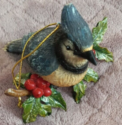 Christmas Ornament Blue Jay Bird Figureine